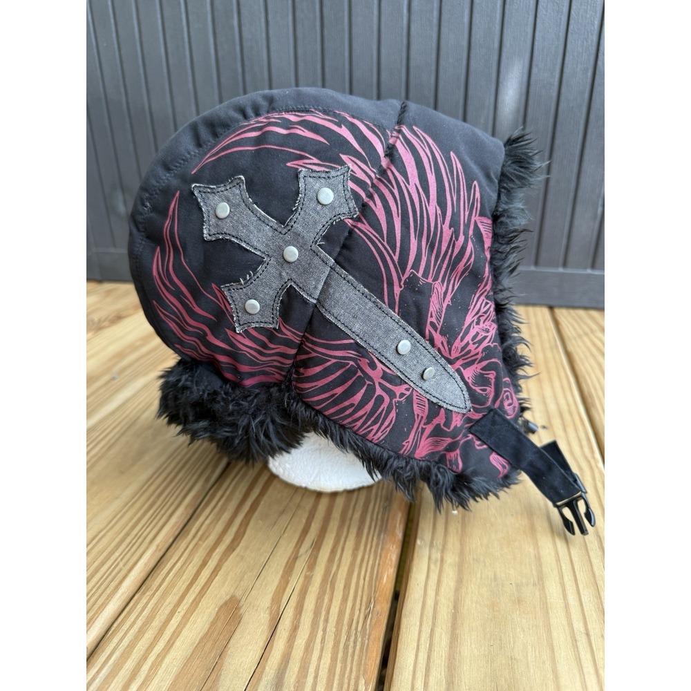 Vintage Y2K Explicit Dagger Hat Trapper Faux Fur Grunge Goth